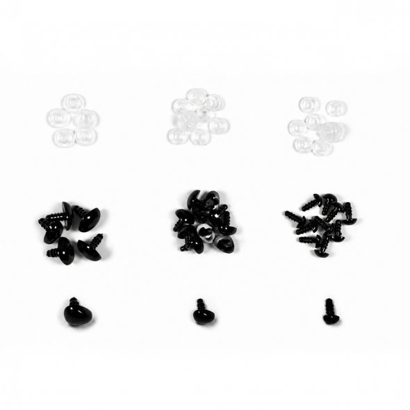 Go Handmade Sicherheitsnasen Set schwarz (Ø 9-16 mm / Mix mit 25 Paar)