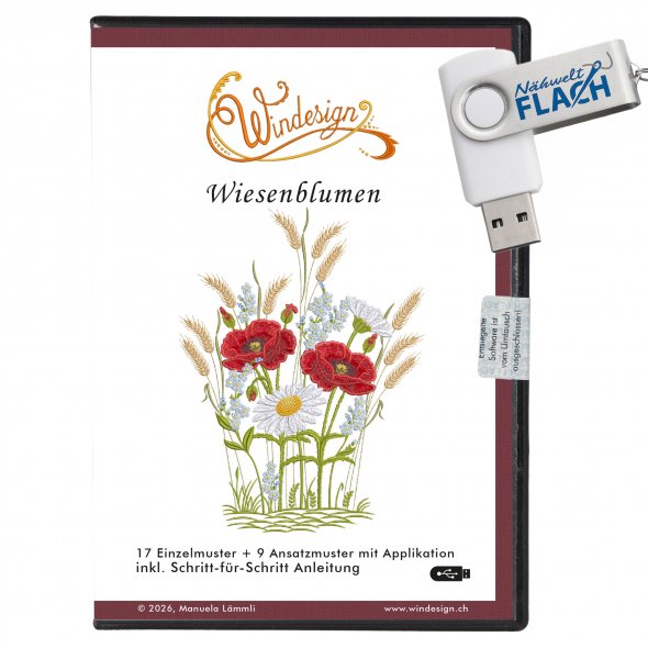 Windesign Stickmuster-USB Wiesenblumen