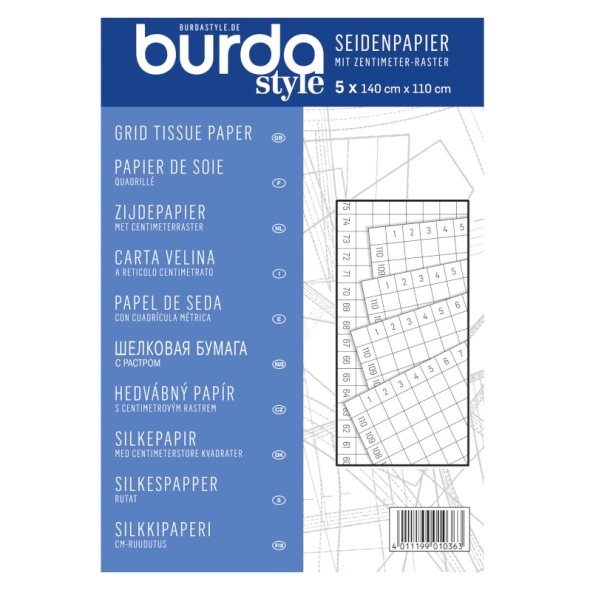 Burda style Seidenpapier (cm Raster, 5 x 140 cm x 110 cm)
