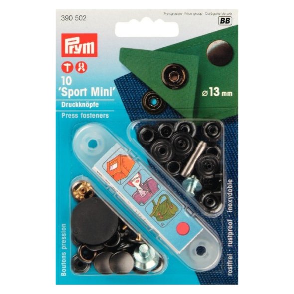 Prym Druckknöpfe Sport Mini (13 mm/ brüniert/ 10 St./ inkl.Werkzeug)