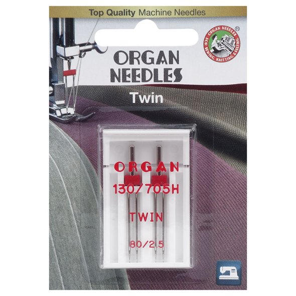 Organ Zwillingsnadel / Stärke 80 (Nadelabstand 2,5 mm / 130/705 HZ / 2 Nadeln)