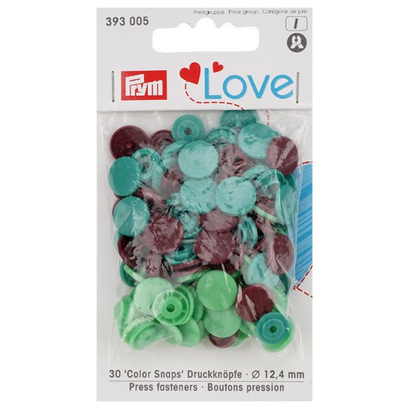 Prym Love Druckknöpfe Color Snaps (12,4 mm/ grün/ türkis/ braun/ 30 St.)