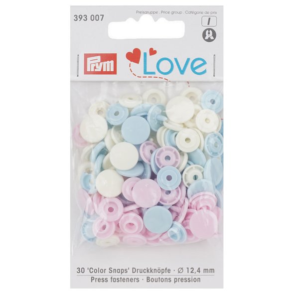 Prym Love Druckknöpfe Color Snaps (12,4 mm/ rosa/ hellblau/ perle/ 30 St.)
