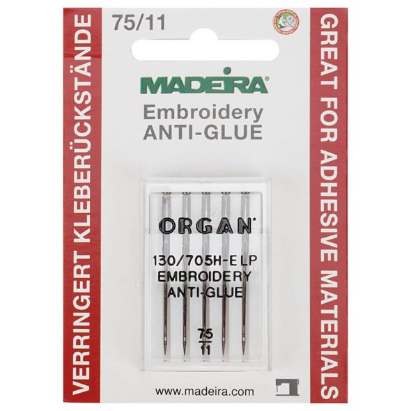 Organ Madeira Sticknadeln Anti-Glue 75/ System 130/705 H-ELP/ 5 Nadeln