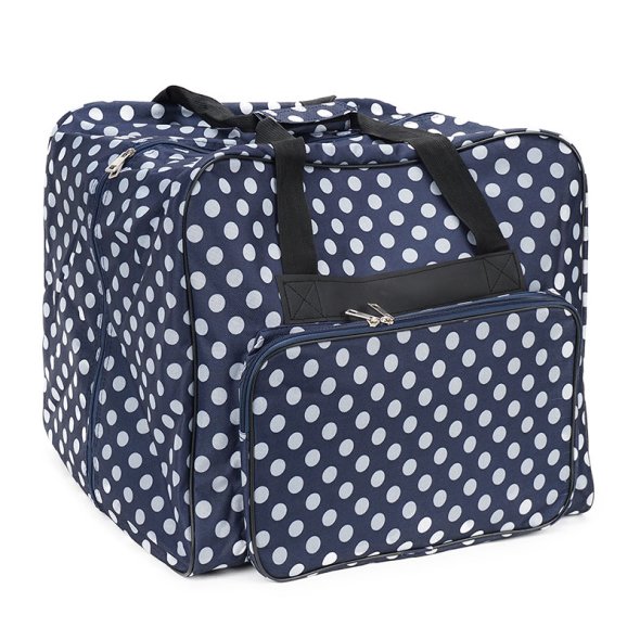 Over-Coverlocktasche XL (blau/weiß gepunktet)
