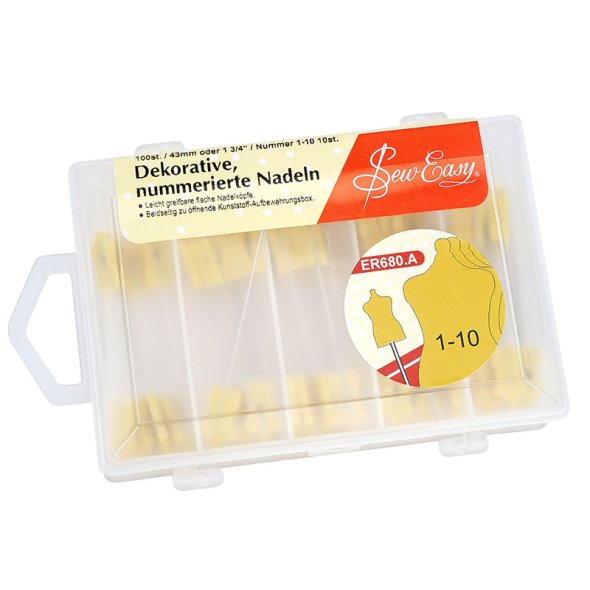 Dekorative nummerierte Stecknadeln (Schneiderbüsten-Form/ Nummern 1-10/ 100 St.)