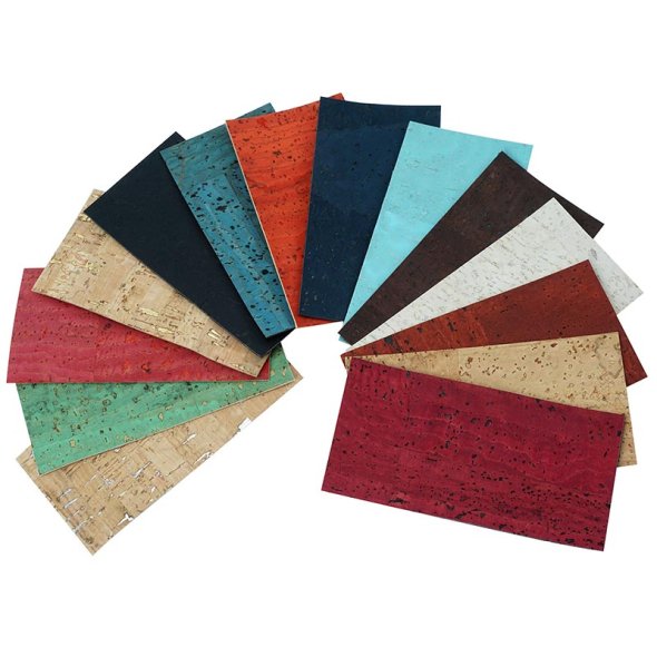 Korkstoff Farbmuster (14 Farben / 5 x 10 cm)