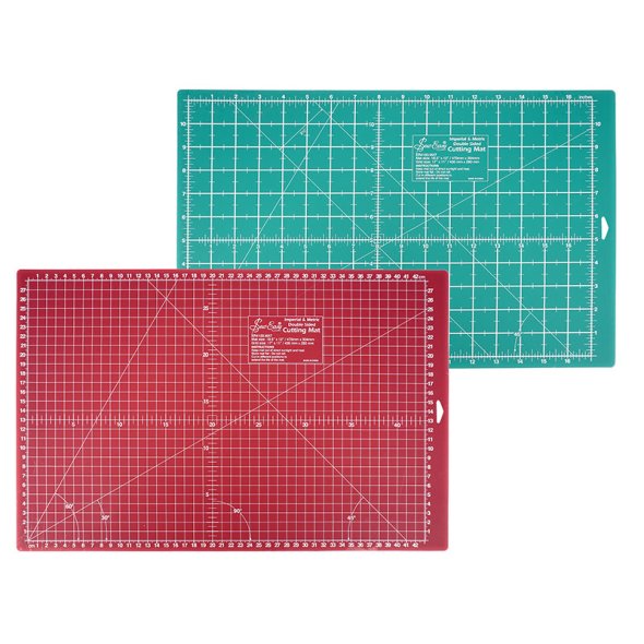 Sew Easy Schneidematte A3 grün-dunkelrot (47 x 30,4 cm/Skalierung cm und inch)