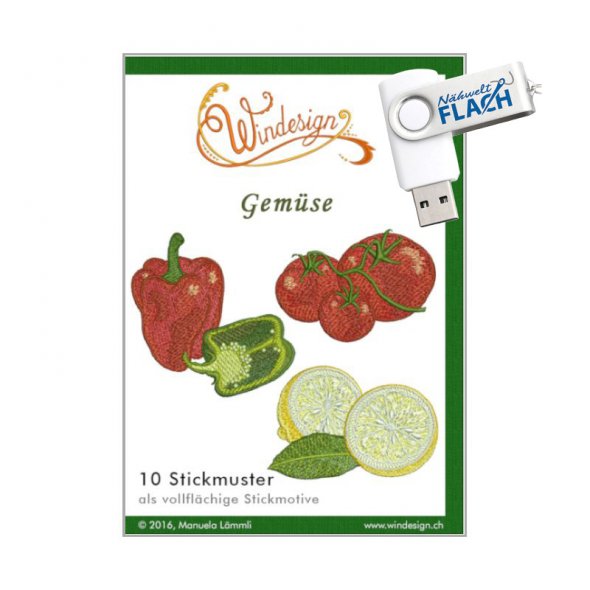 Windesign Stickmuster USB Gemüse (10 Stickmuster)