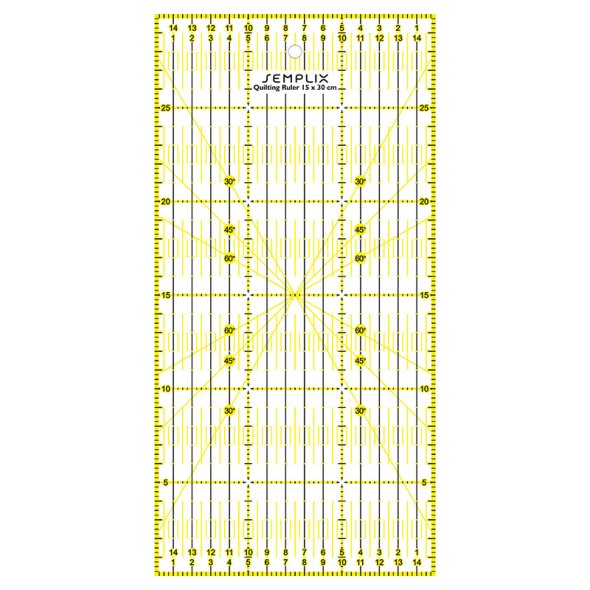 Semplix Patchwork-Quiltlineal (30 x 15 cm/ 3 mm dick/ gelb)