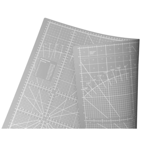 Schneidematte grau-grau A2 (63 x 47 cm, Skalierung in cm+inch)