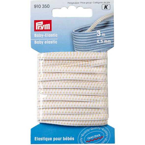 Prym Baby-Elastic Gummi Goldzack (4,5 mm x 3 m/ weiß)
