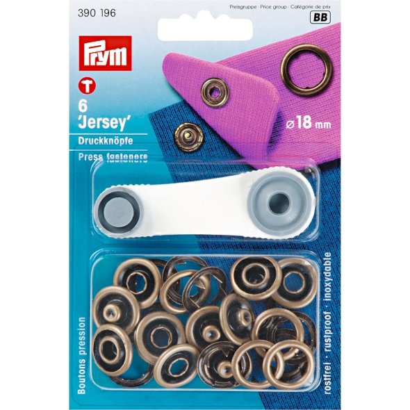 Prym Druckknopf Jersey (18 mm/ altmessing/ 6 St.)