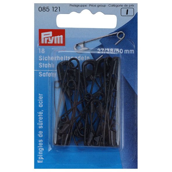 Prym Sicherheitsnadeln (27/ 38/ 50 mm/ schwarz/ 18 St.)