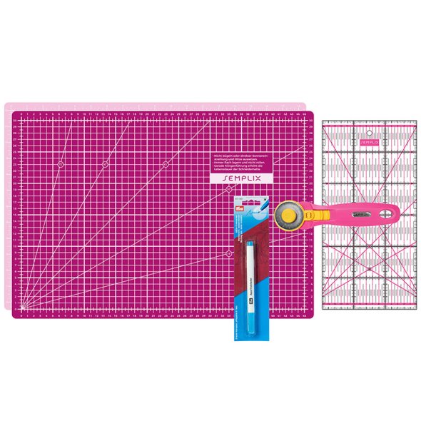 Semplix Schneidematten-Set A3 pink/ beere + GRATIS Prym Aqua-Trickmarker