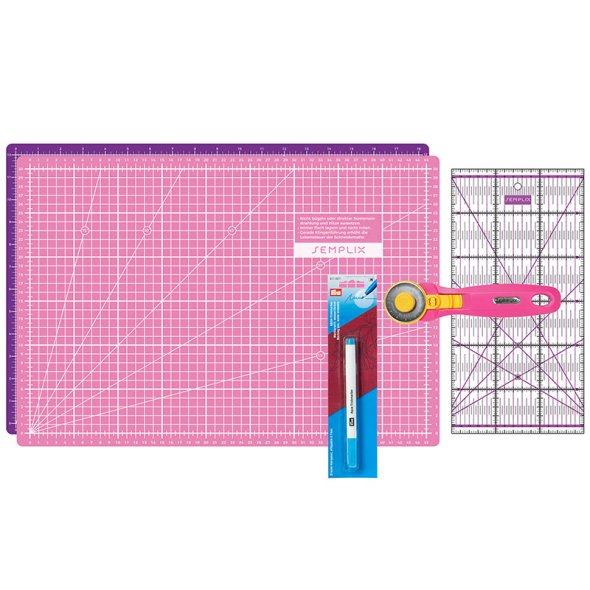 Semplix Schneidematten-Set A3 pink/ lila +  GRATIS Prym Aqua-Trickmarker