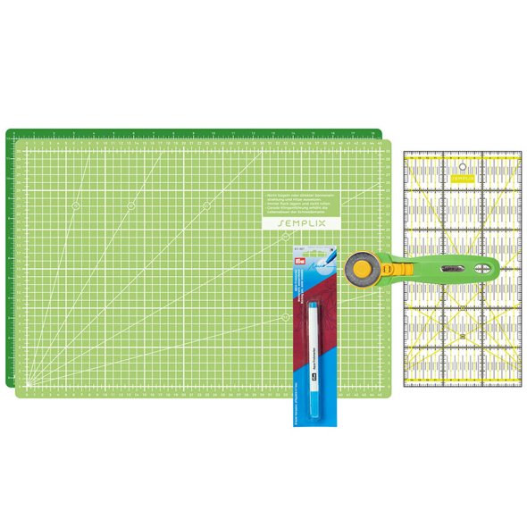 Semplix Schneidematten-Set A3 hellgrün/ grün + GRATIS Prym Aqua-Trickmarker