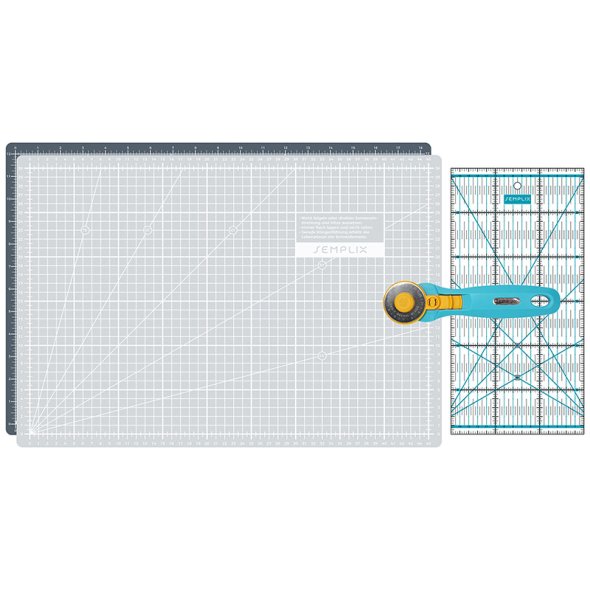 Semplix Schneidematten-Set A3 grau/türkis (Matte 45 x 30 cm)