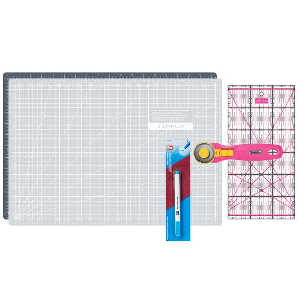 Semplix Schneidematten-Set A3 grau/ pink + GRATIS Prym Aqua-Trickmarker