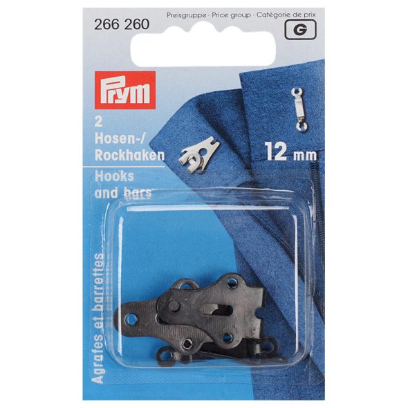 Prym Hosenhaken und Stege (12 mm/ schwarz/ 2 St.)