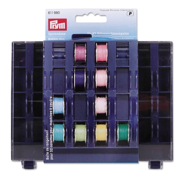 Prym Spulenbox für 32 Nähmaschinenspulen (pflaumenblau)
