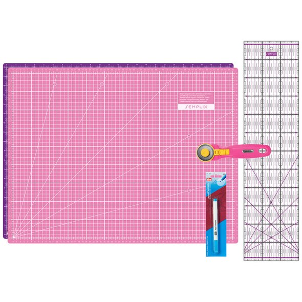 Semplix Schneidematten-Set A2 pink/ lila + GRATIS Prym Aqua-Trickmarker