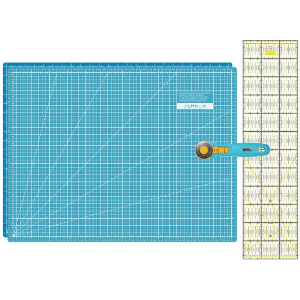 Semplix Schneidematten-Set A2 türkis/ gelb (Matte 60 x 45 cm)