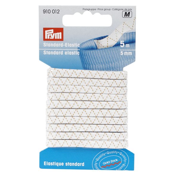 Prym Standard-Elastic Gummi Goldzack (5 mm x 5 m/ weiß)