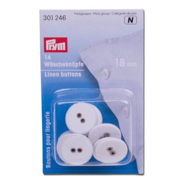 Prym Wäscheknöpfe Leinen (18 mm/ weiß/ 14 St.)