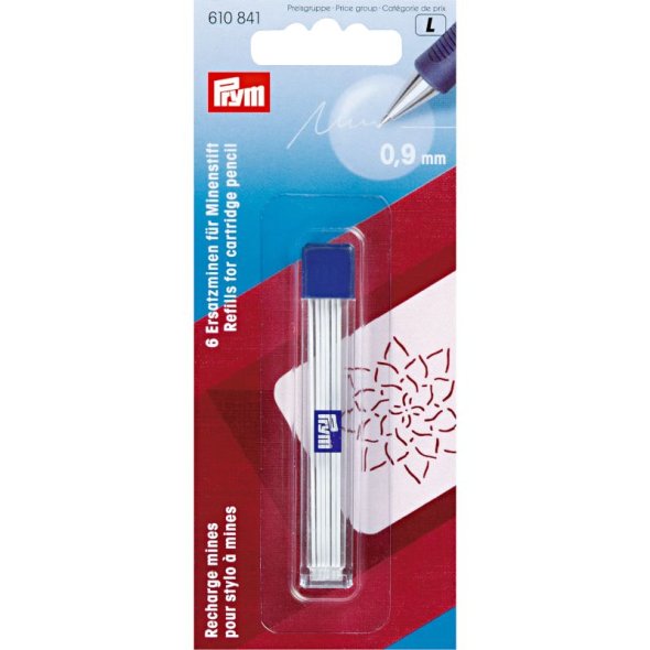 Prym Ersatzminen für Minenstift extra fein (0,9 mm/ weiß/ 6 St.)