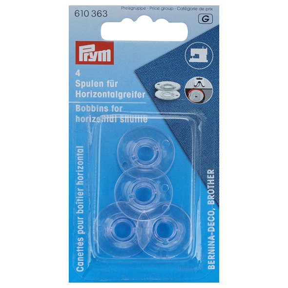 Prym Nähmaschinenspulen für Horizontalgreifer (transparent/ 4 St.)