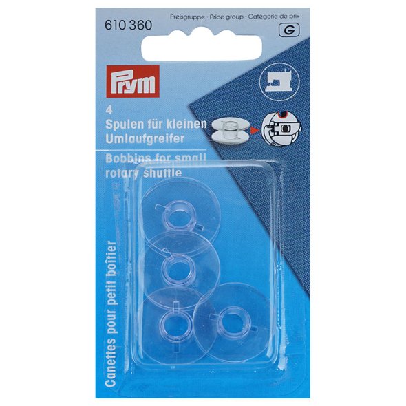 Prym Nähmaschinenspulen für kleinen Umlaufgreifer (transparent/ 4 St.)