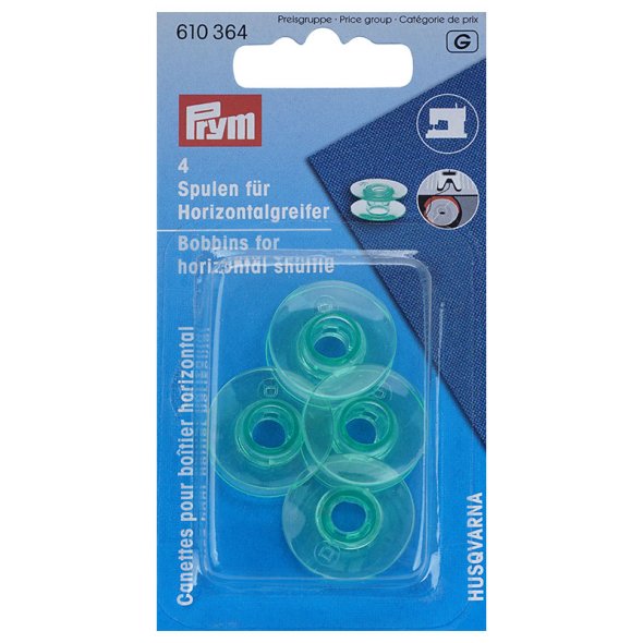 Prym Nähmaschinenspulen Horizontalgreifer ( 21,6 x 10,4 mm/ grün/ 4 St.)