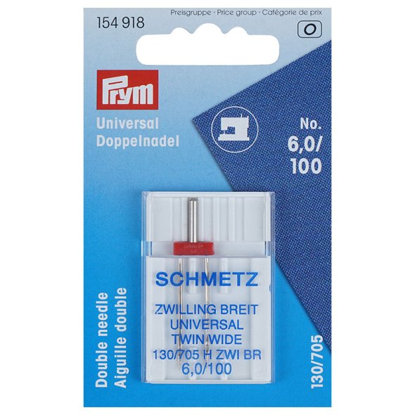 Prym Universal Doppelnadel 6,0/100/System 130/705H ZWI/1 Nadel