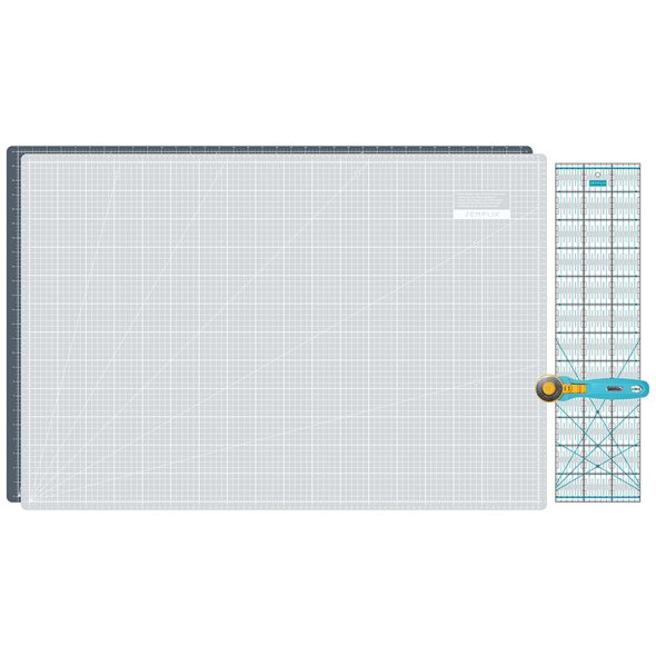 Semplix Schneidematten-Set A1 grau/türkis (Matte 90 x 60 cm)