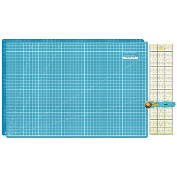 Semplix Schneidematten-Set A1 türkis/gelb (Matte 90 x 60 cm)