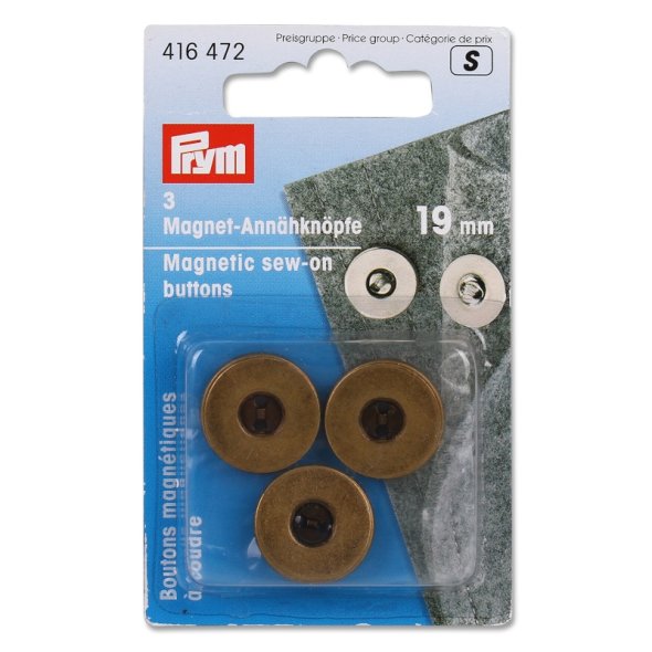 Prym Magnet-Annähknöpfe (19 mm/ messingfarbig/ 3 St.)