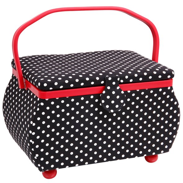 Prym Nähkorb Polka Dots L (schwarz/ weiß)