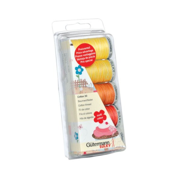 Gütermann Cotton 30 Stickfaden-Set-1 (5 Farben/ 300 m/ gelb-rot)