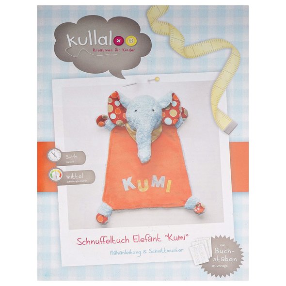 Kullaloo Schnuffeltuch Elefant KUMI (35 cm Nähanleitung)