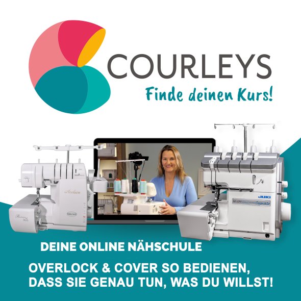 Gutschein Courleys Videotutorial „Grundeinweisung in fadenzugeführte Overlocker Teil 1“