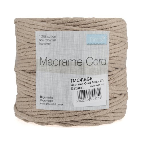 Groves Makramee Garn (87 m x 4 mm/ verschiedene Farben) Beige