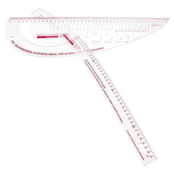 Designerlineal & Schneiderkurve (2 Lineale/ 58 cm + 44 cm)