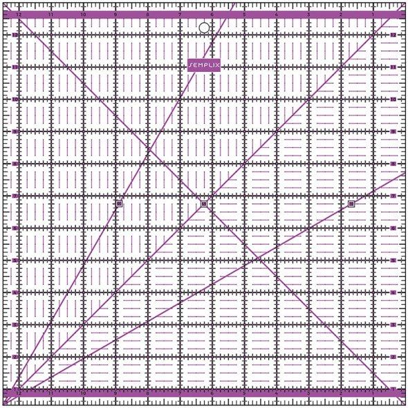Semplix Patchwork-Quiltlineal (12,5" x 12,5"/ 2,5 mm dick/ lila)