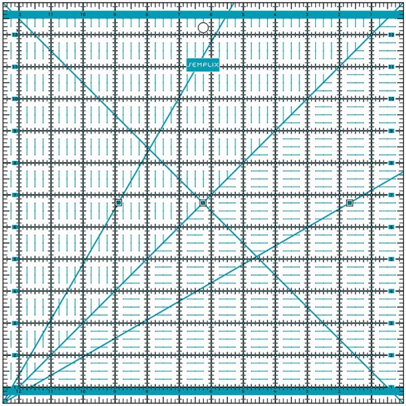 Semplix Patchwork-Quiltlineal (12,5" x 12,5"/ 2,5 mm dick/ türkis)