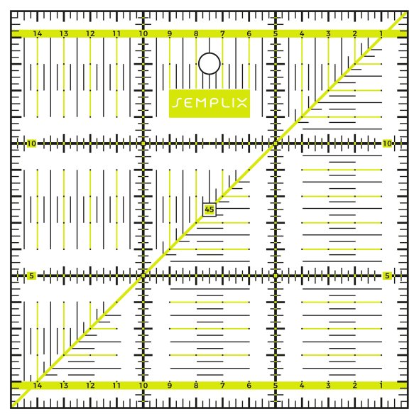 Semplix Patchwork-Quiltlineal (15 x 15 cm/ 2,5 mm dick/ gelb)