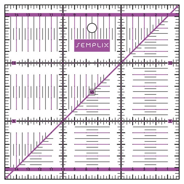 Semplix Patchwork-Quiltlineal (15 x 15 cm/ 2,5 mm dick/ lila)