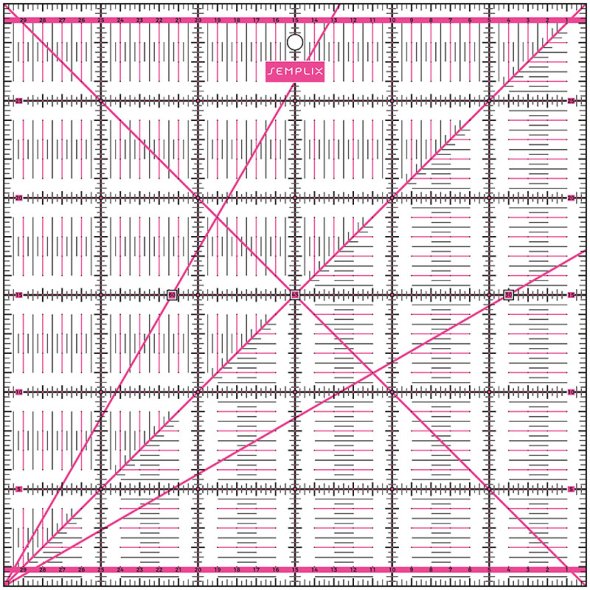 Semplix Patchwork-Quiltlineal (30 x 30 cm/ 2,5 mm dick/ pink)