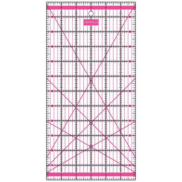 Semplix Patchwork-Quiltlineal (12" x 6"/ 2,5 mm dick/ pink)