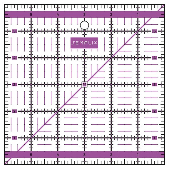 Semplix Patchwork-Quiltlineal (6" x 6"/ 2,5 mm dick/ lila)